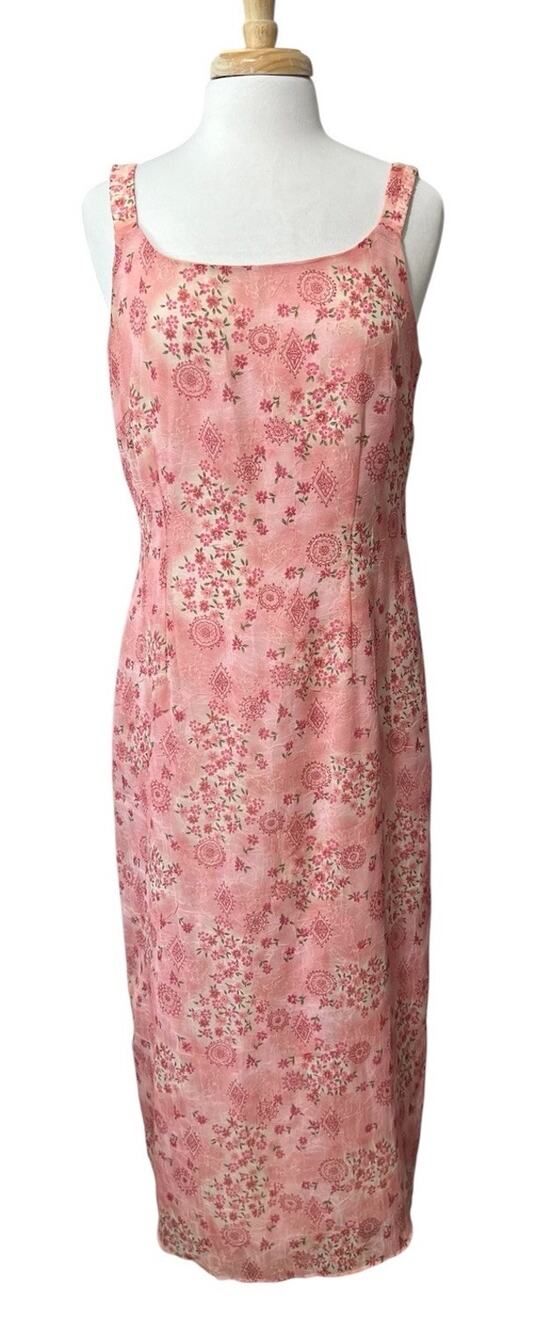 Sag Harbor Maxi Dress size 12P Soft Pink Chiffon Sleeveless Cottagecore Ethereal